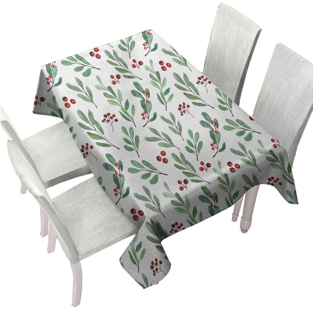 Modest Green Leaves and Berries Tablecloths