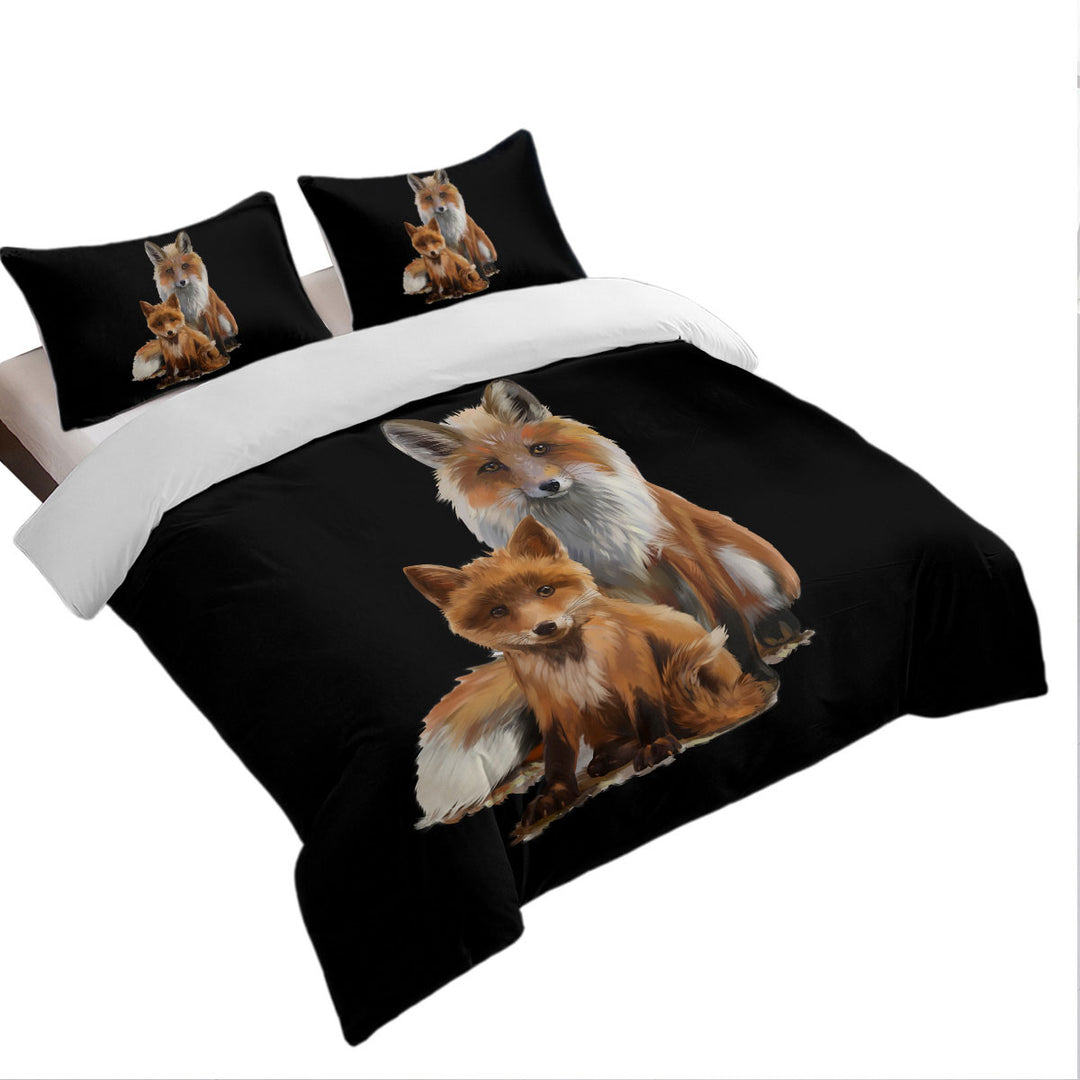 Mom and Cub Fox Duvet Cover