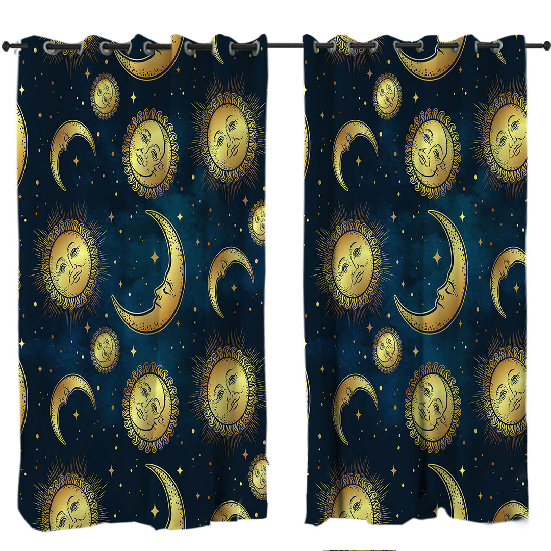Moon and Sun in Space Drapery