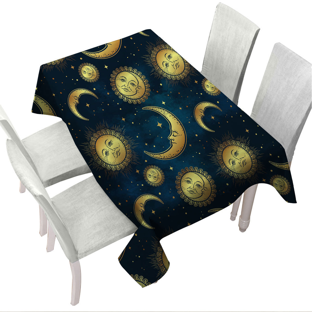 Moon and Sun in Space Table Cover