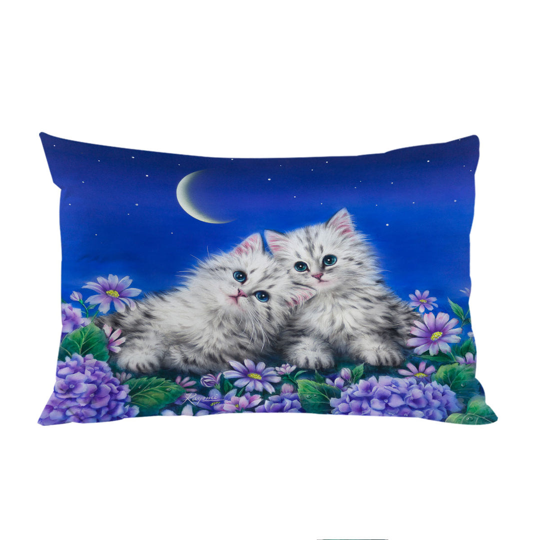 Moonlight Cats Cute Sweet Kittens at Night Pillowcase