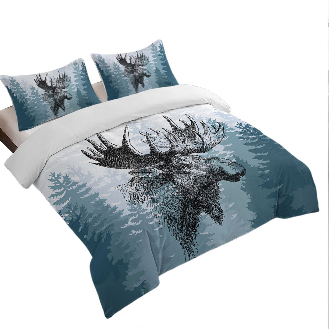 Moose Drawing Twin Duvet Covers
