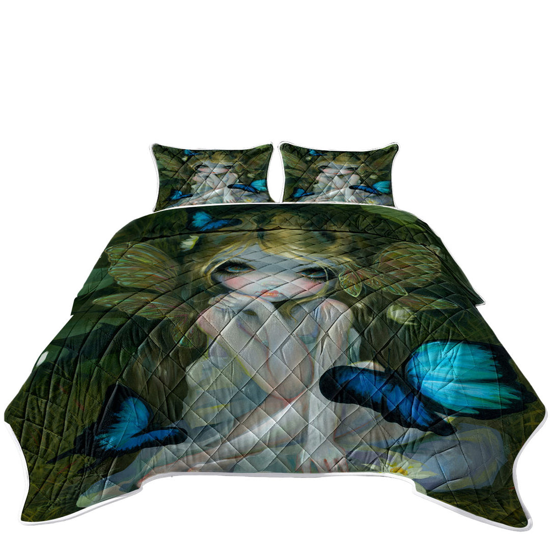Morpho Butterflies and Lily the Forest Fairy Coverlets