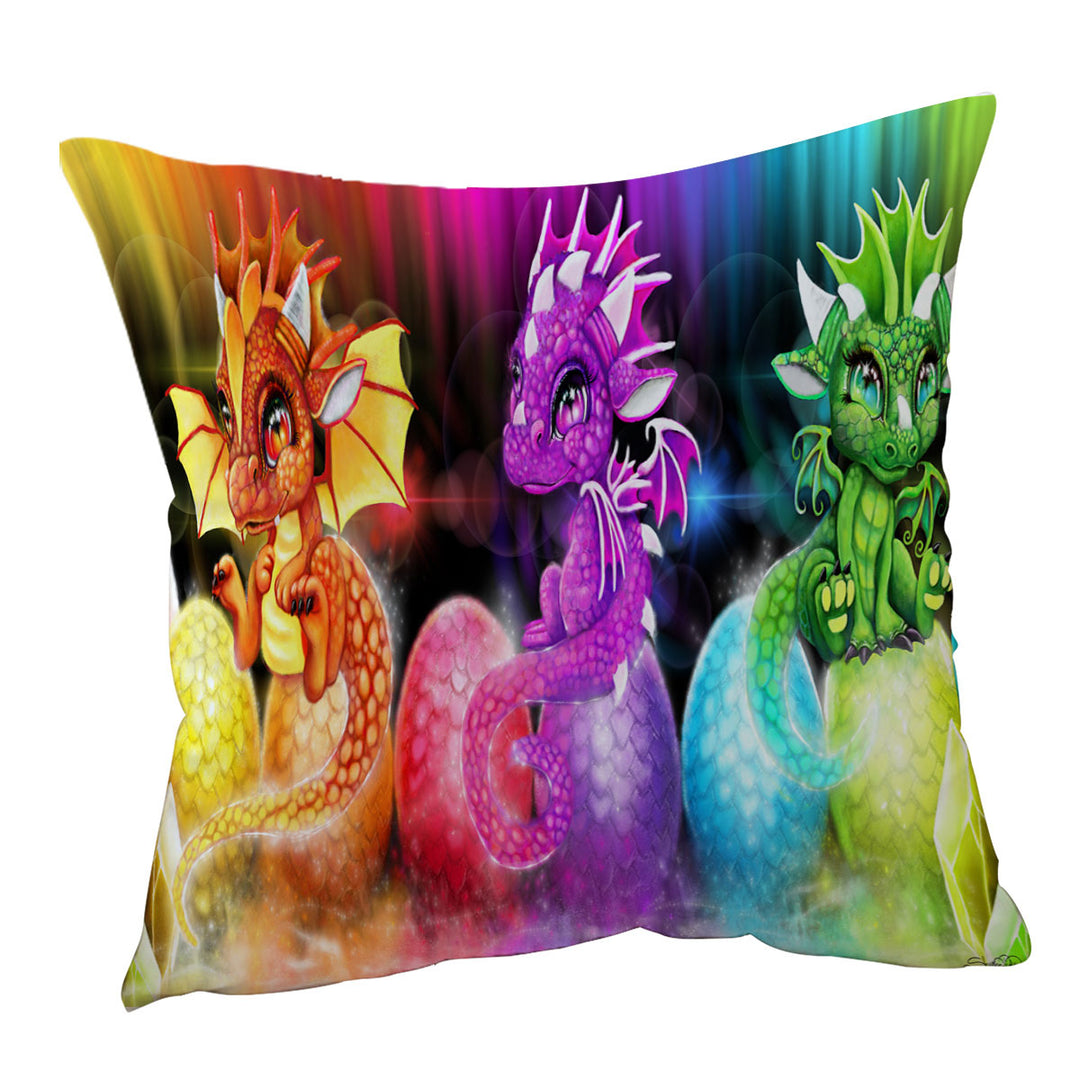 Multi Color Kids Throw Pillows Spectrum Lil Dragons