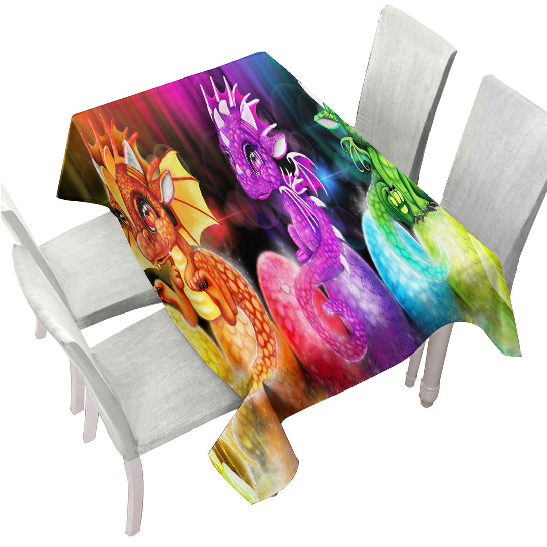 Multi Color Spectrum Lil Dragons Tablecloths