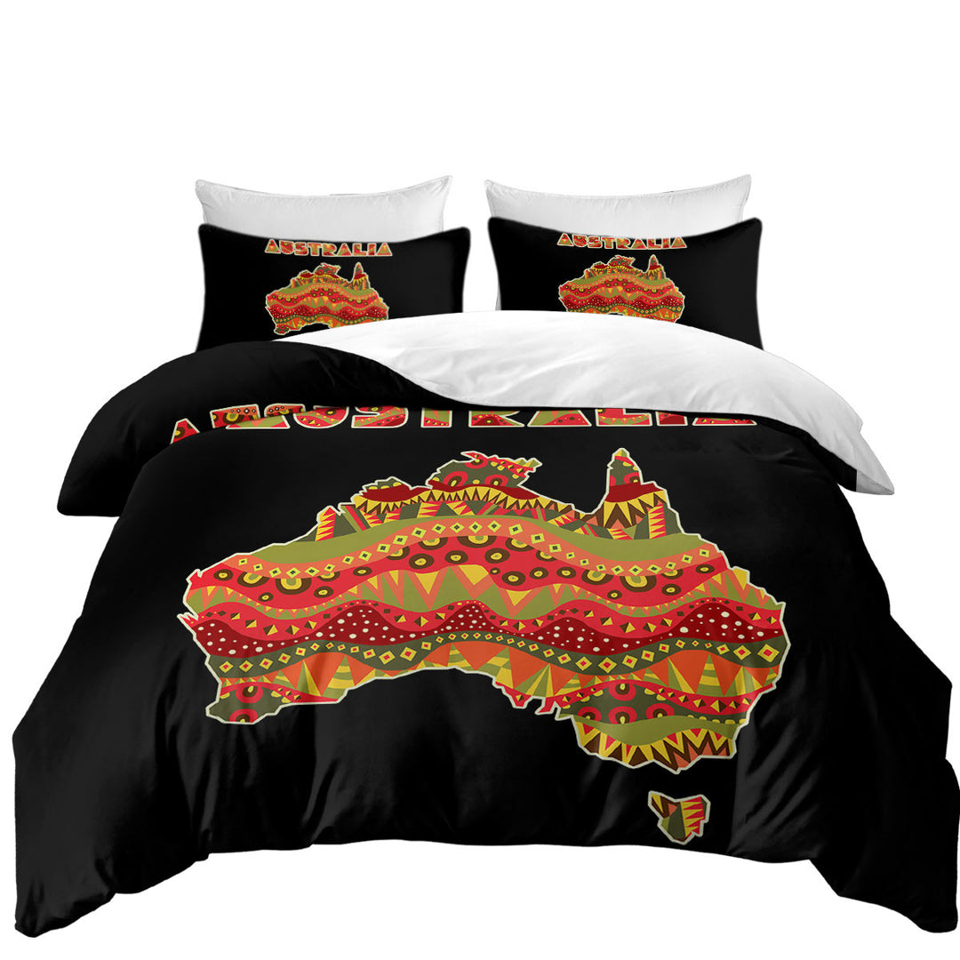 Multi Colored Aboriginal Design Australia Continent Oversized King Duvet Cover