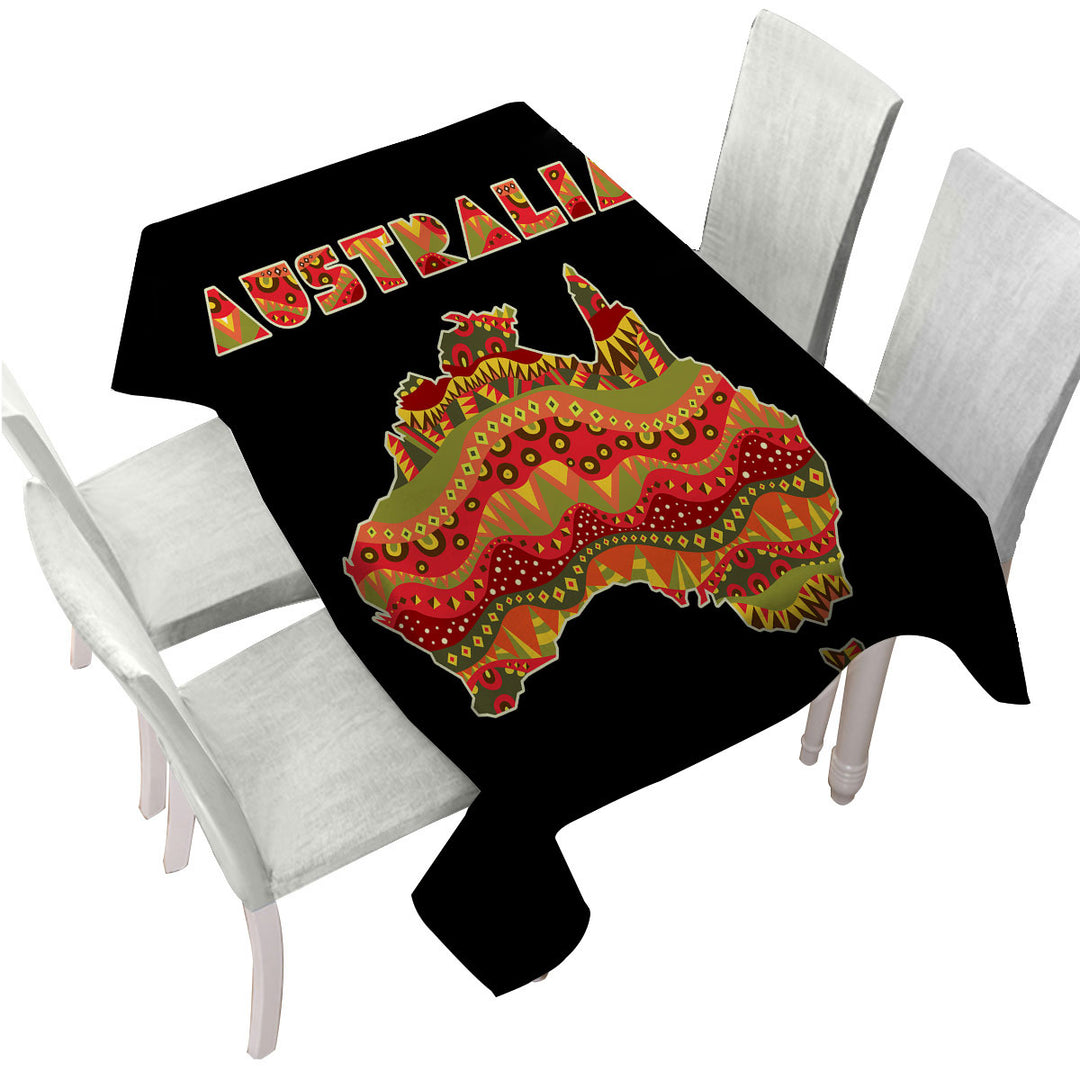 Multi Colored Aboriginal Design Australia Continent Tablecloths