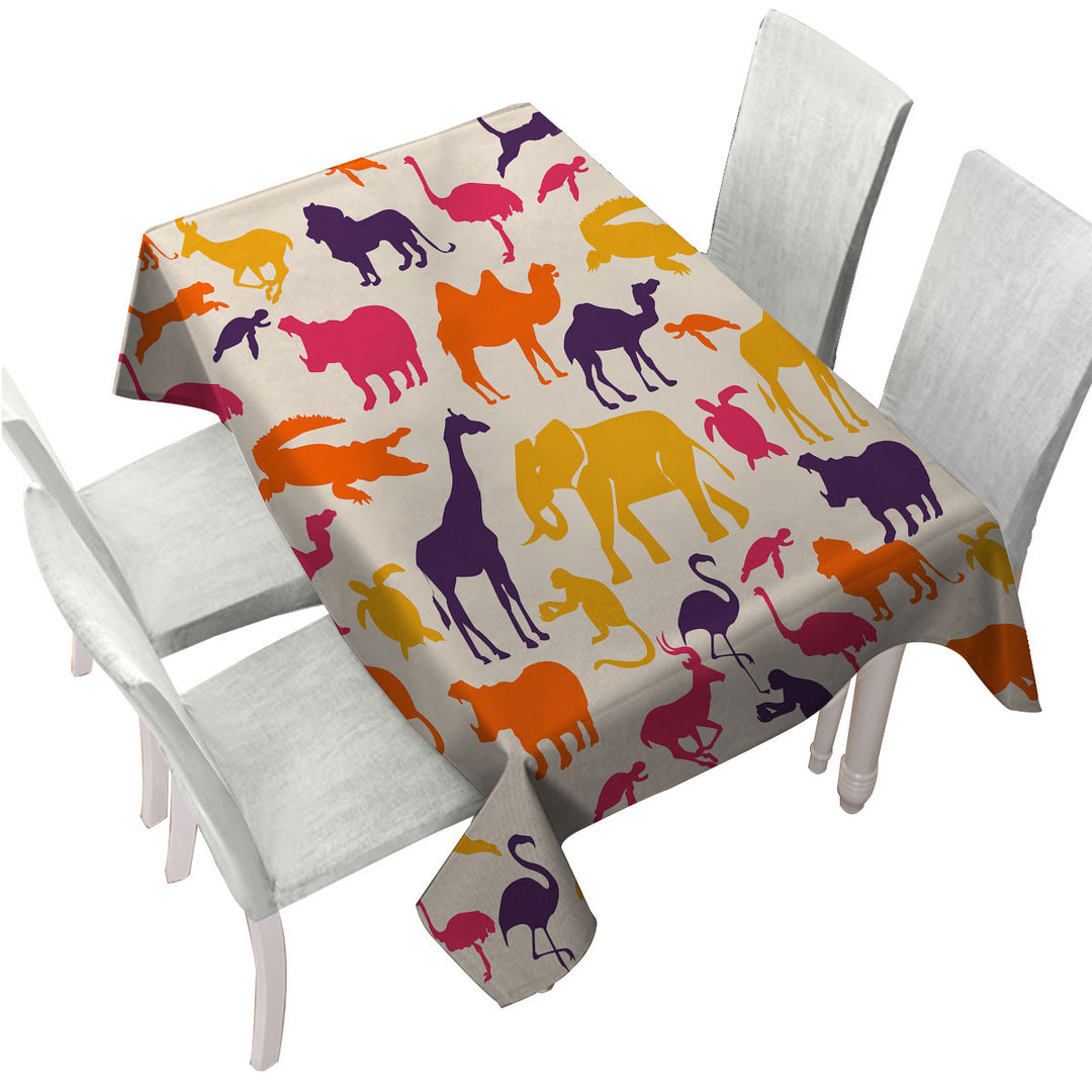 Multi Colored Animals Custom table Covers