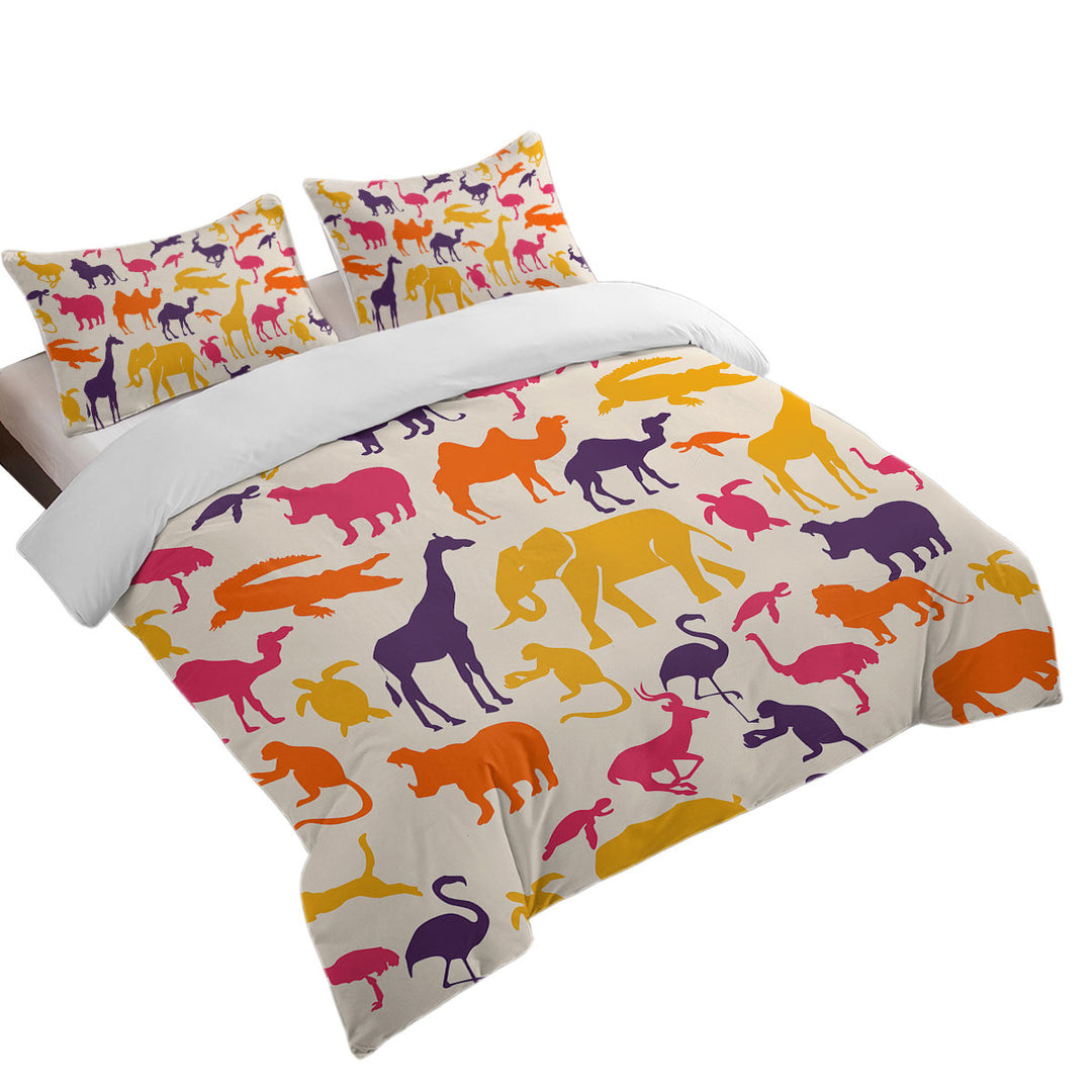 Multi Colored Animals King Size Duvet Cover