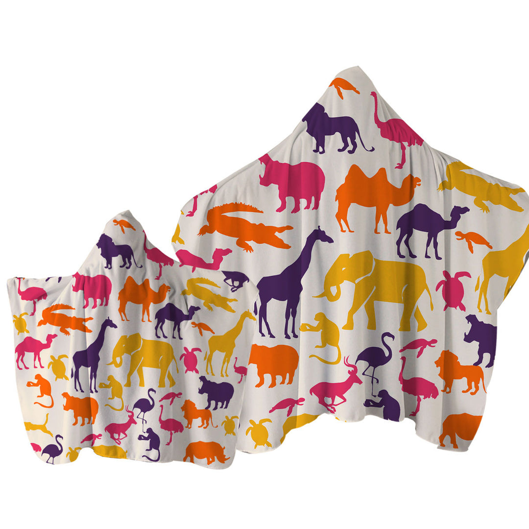 Multi Colored Animals Towel with Hood