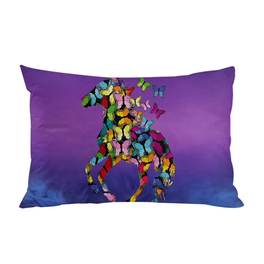 Multi Colored Butterflies Horse King Pillow Cases