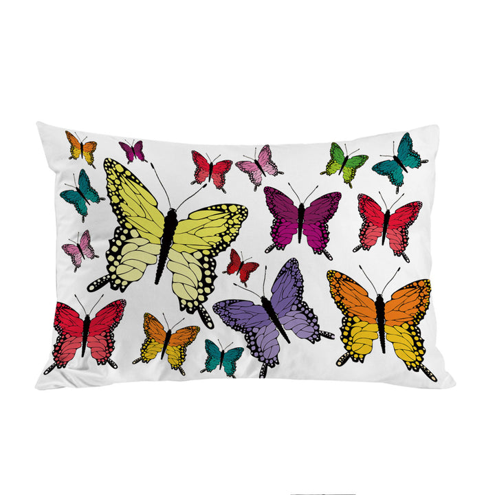 Multi Colored Butterflies King Pillow Cases