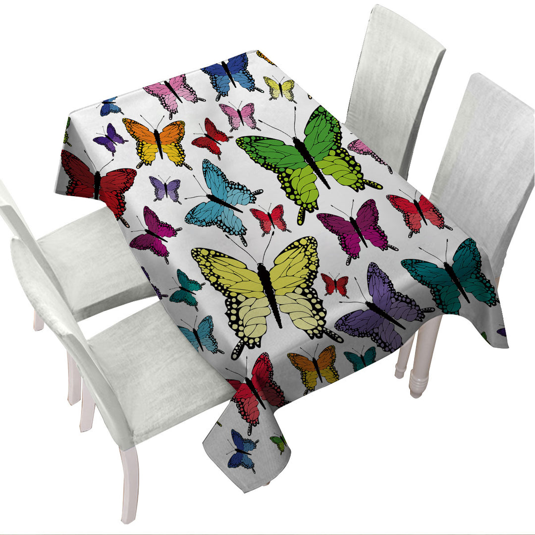 Multi Colored Butterflies Tablecloth