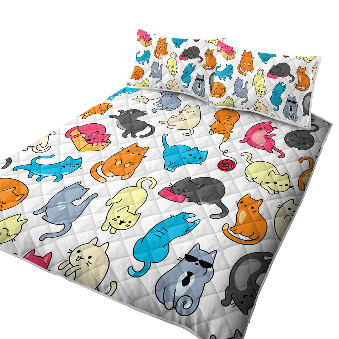 Multi Colored Cats Drawings Coverlet