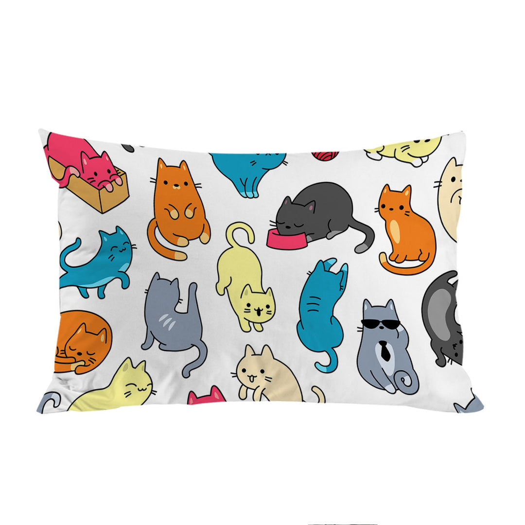 Multi Colored Cats Drawings Pillow Cases