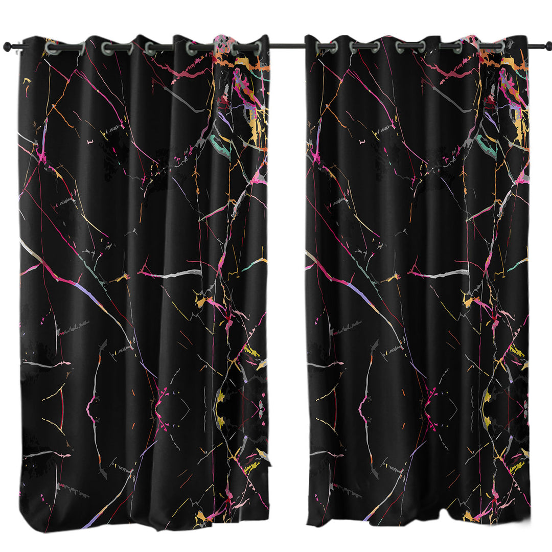 Multi Colored Cracks over Black Drapery