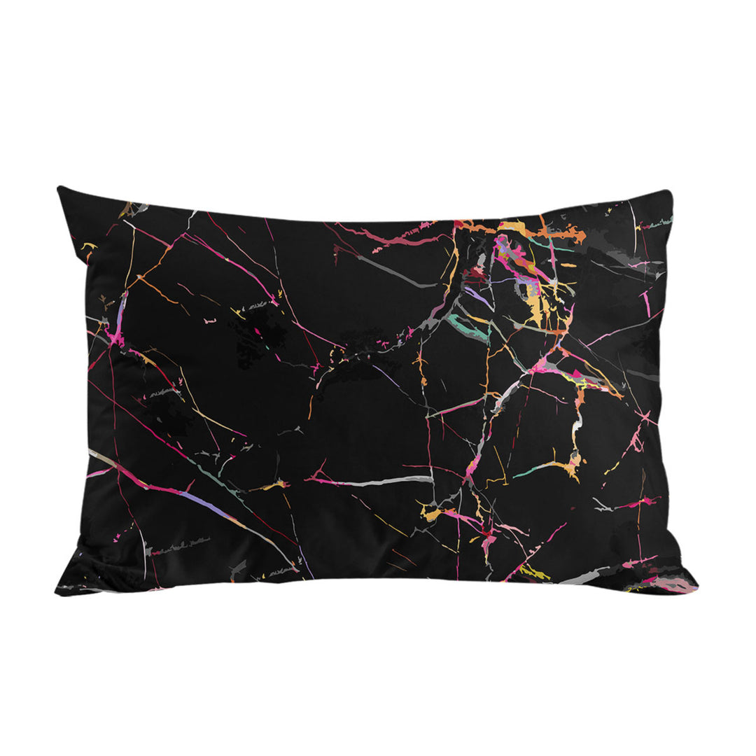 Multi Colored Cracks over Black King Pillow Cases