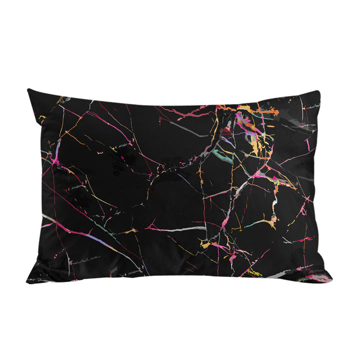 Multi Colored Cracks over Black King Pillow Cases