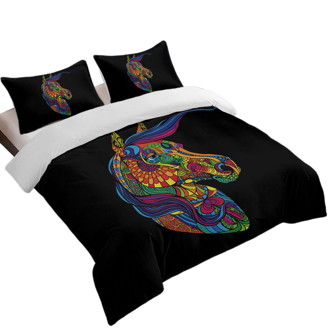 Multi Colored Designed Pattern Horse Duvet Cover