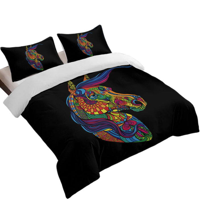 Multi Colored Designed Pattern Horse Duvet Cover