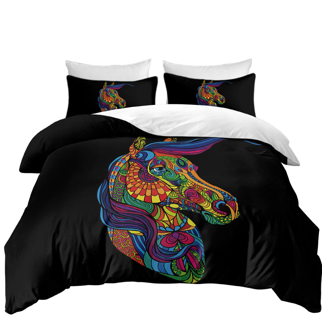 Multi Colored Designed Pattern Horse Duvet Covers