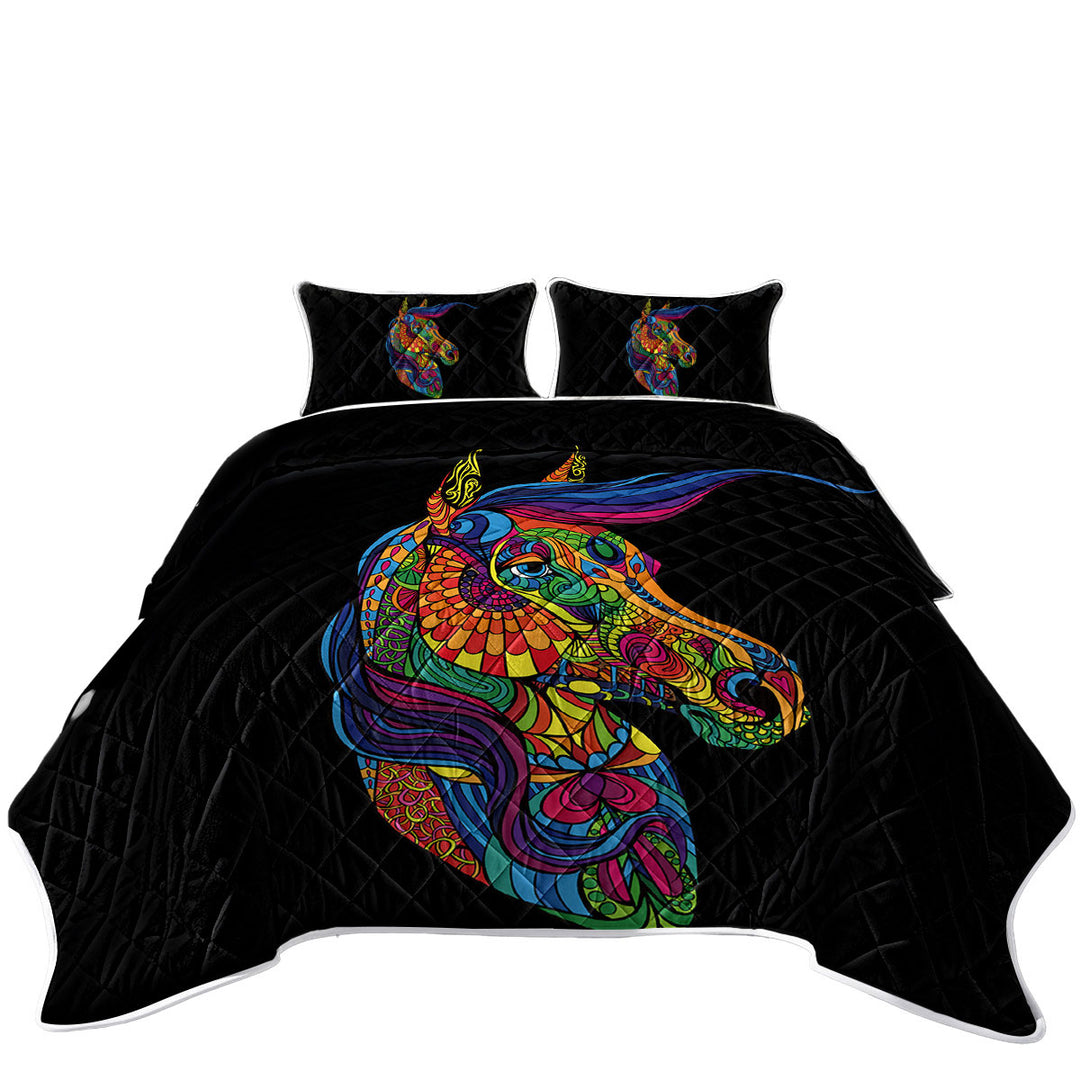 Multi Colored Designed Pattern Horse King Quilt