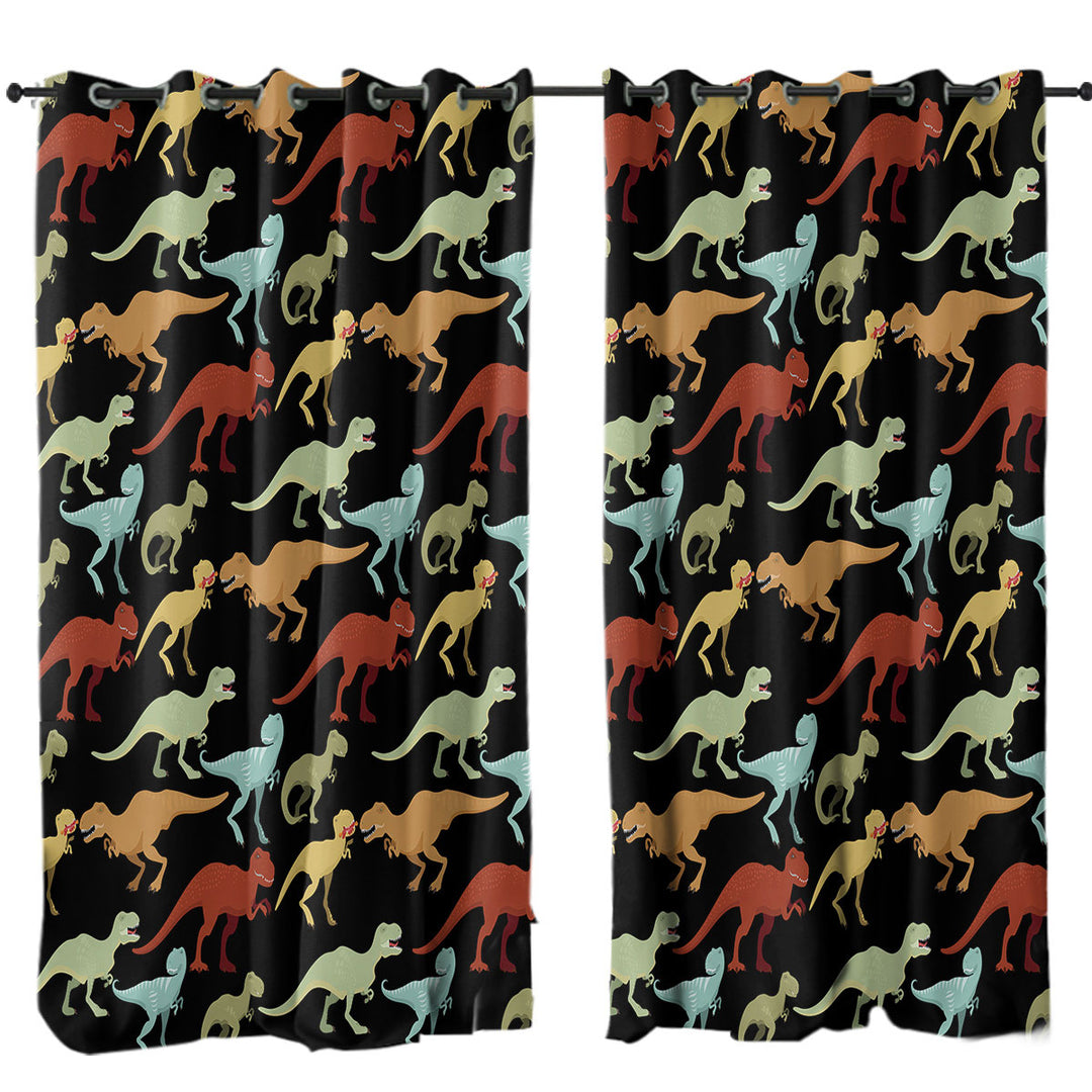 Multi Colored Dinosaurs T rex Drapes