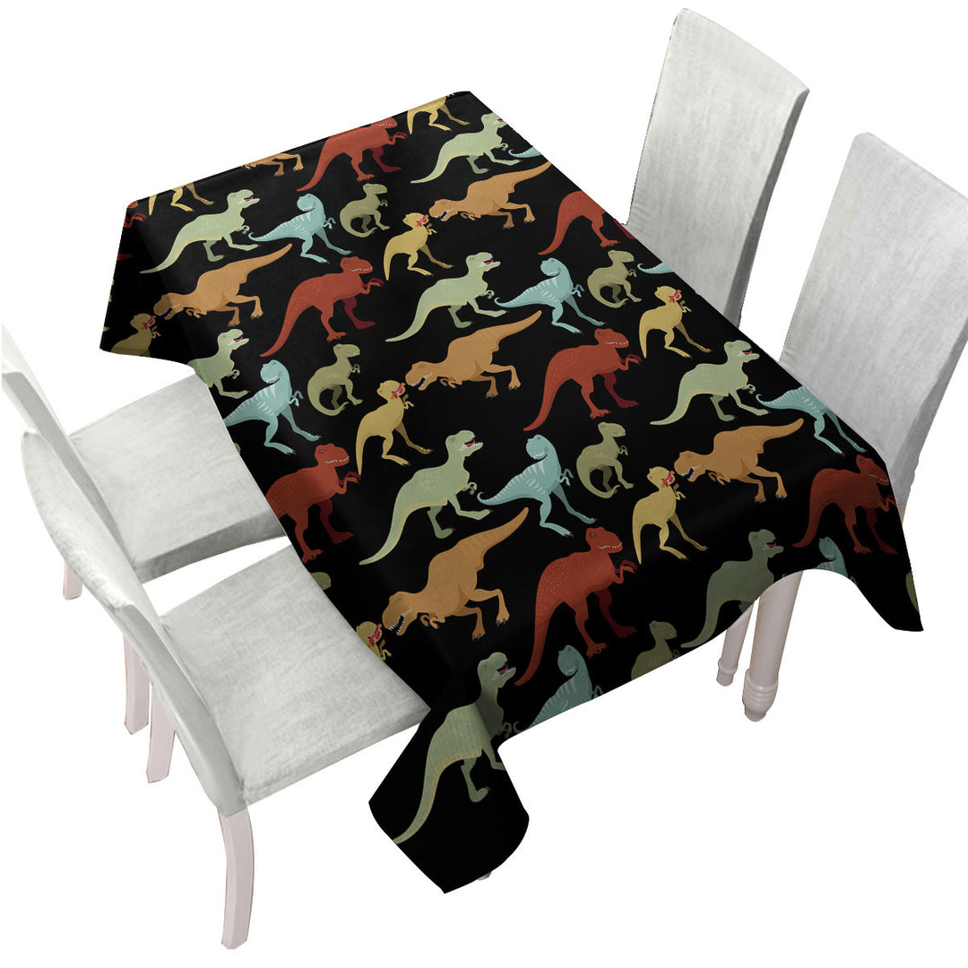 Multi Colored Dinosaurs T rex Tablecloths