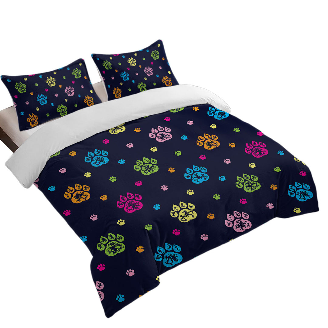 Multi Colored Dog Paws Duvet Covers