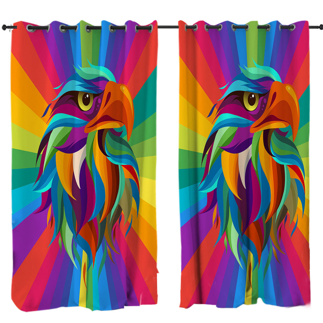 Multi Colored Eagle Head Curtains