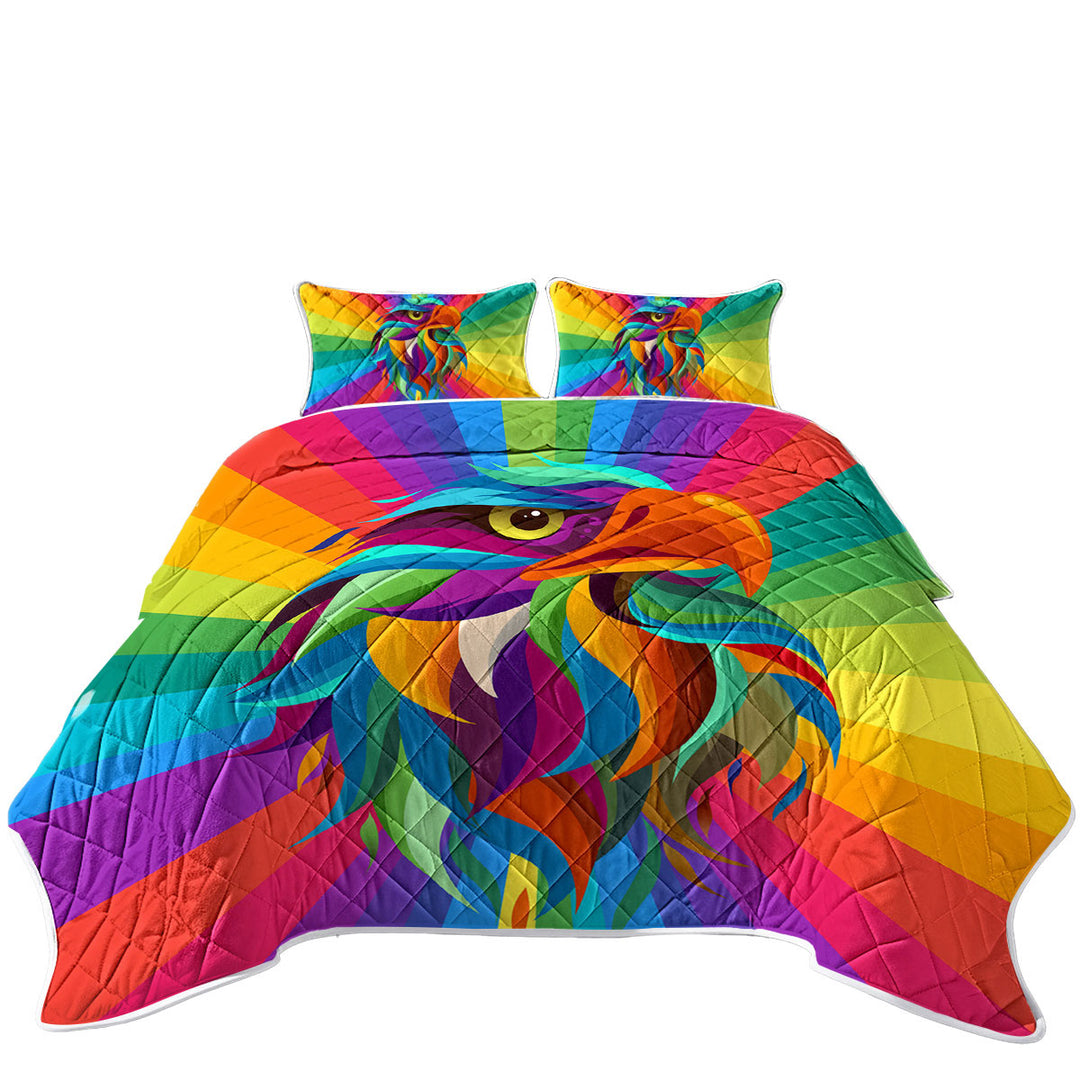 Multi Colored Eagle Head Quilt