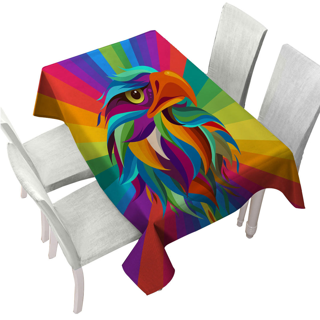 Multi Colored Eagle Head Tablecloth