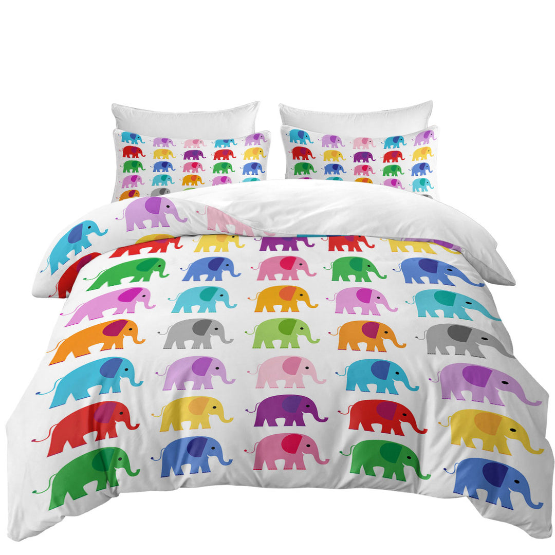 Multi Colored Elephant Pattern Oversized King Duvet Cover