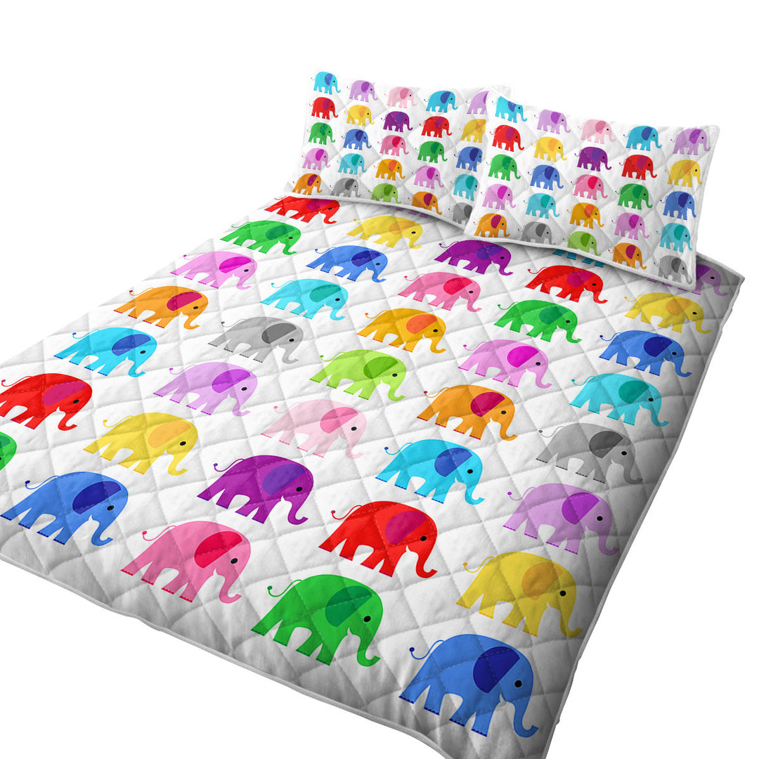 Multi Colored Elephant Pattern Quilts