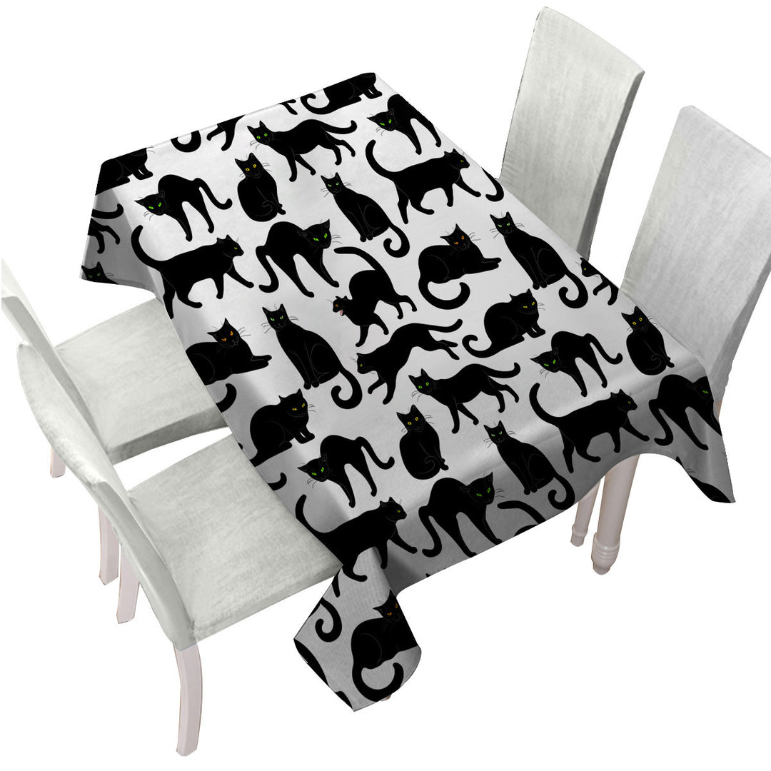 Multi Colored Eyes Black Cat Pattern Custom table cloth