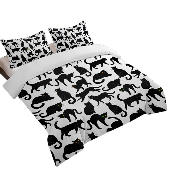 Multi Colored Eyes Black Cat Pattern Duvet Covers