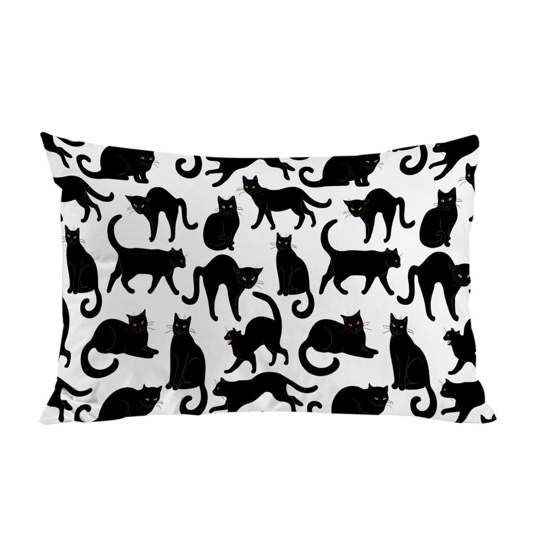Multi Colored Eyes Black Cat Pattern Pillowcase