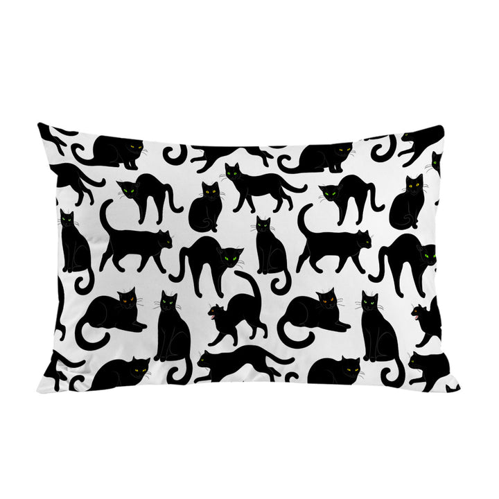Multi Colored Eyes Black Cat Pattern Pillowcase