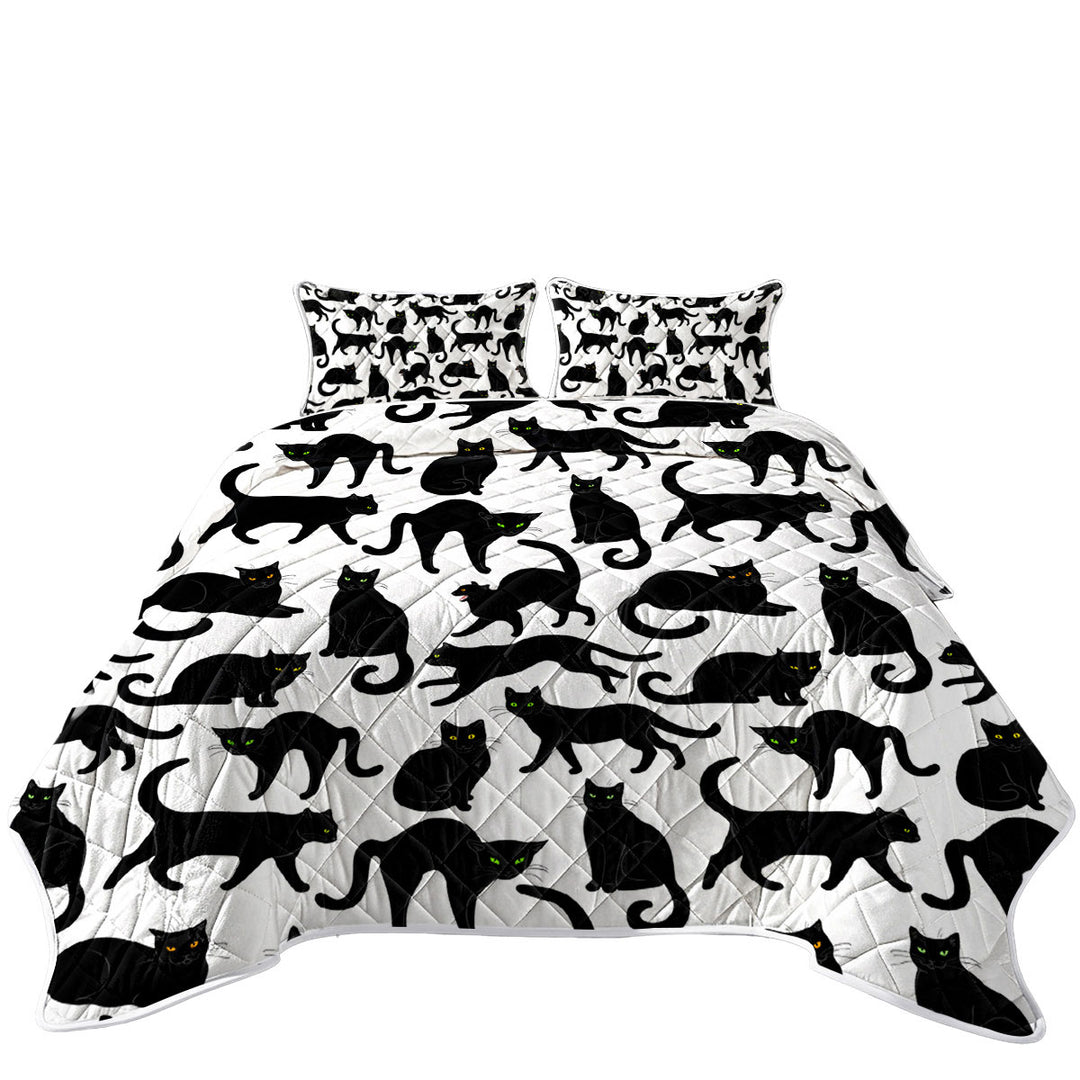Multi Colored Eyes Black Cat Pattern Quilts