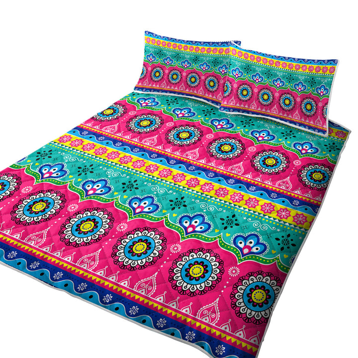 Multi Colored Festive Oriental Design Quilts