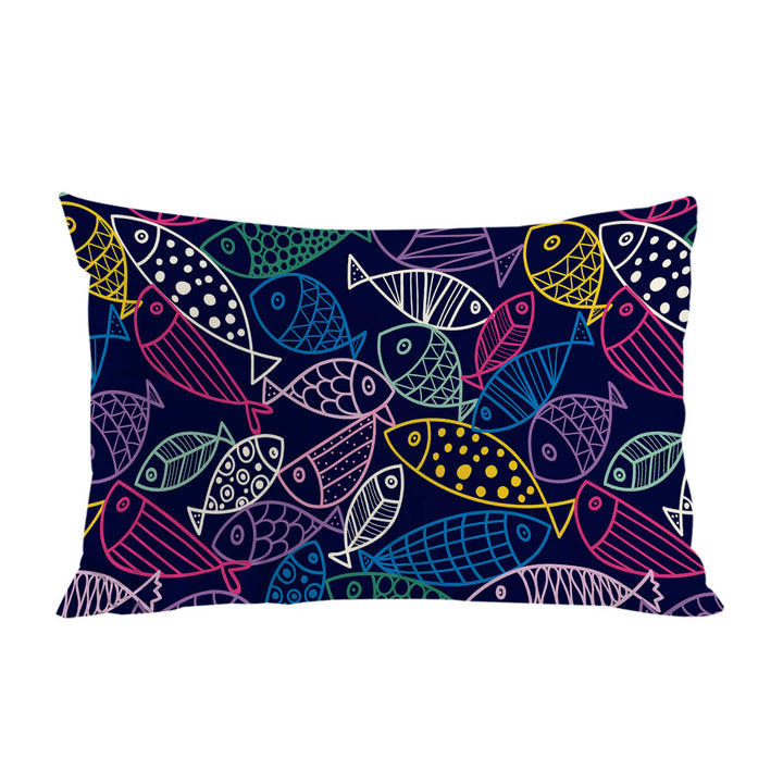 Multi Colored Fish Drawings Pillow Case Covers