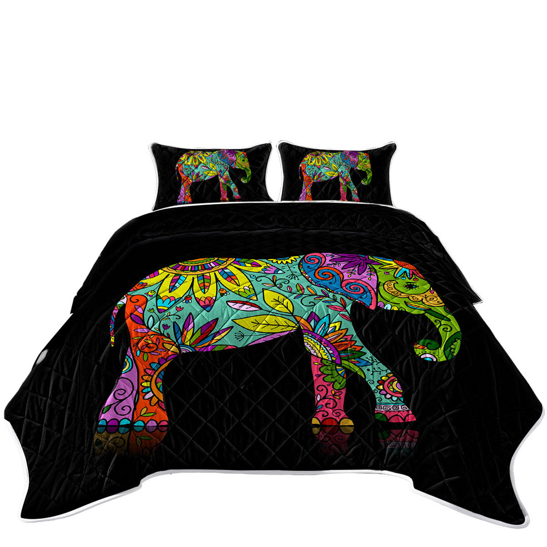Multi Colored Floral Elephant Quilts for sale