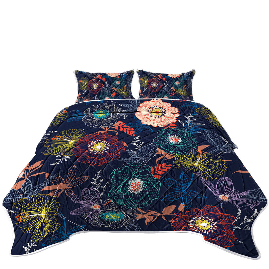 Multi Colored Flowers Coverlet