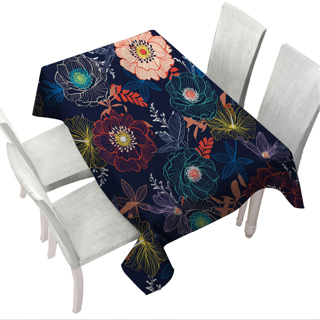 Multi Colored Flowers Custom tablecloths