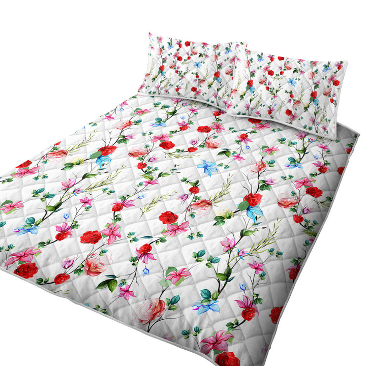 Multi Colored Flowers Pattern Coverlets