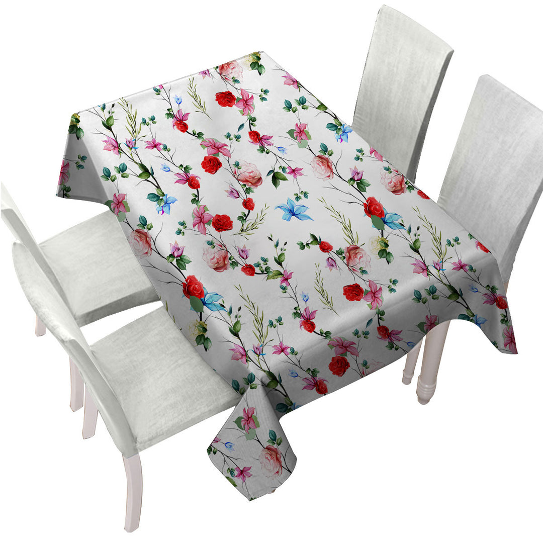 Multi Colored Flowers Pattern Custom tablecloths
