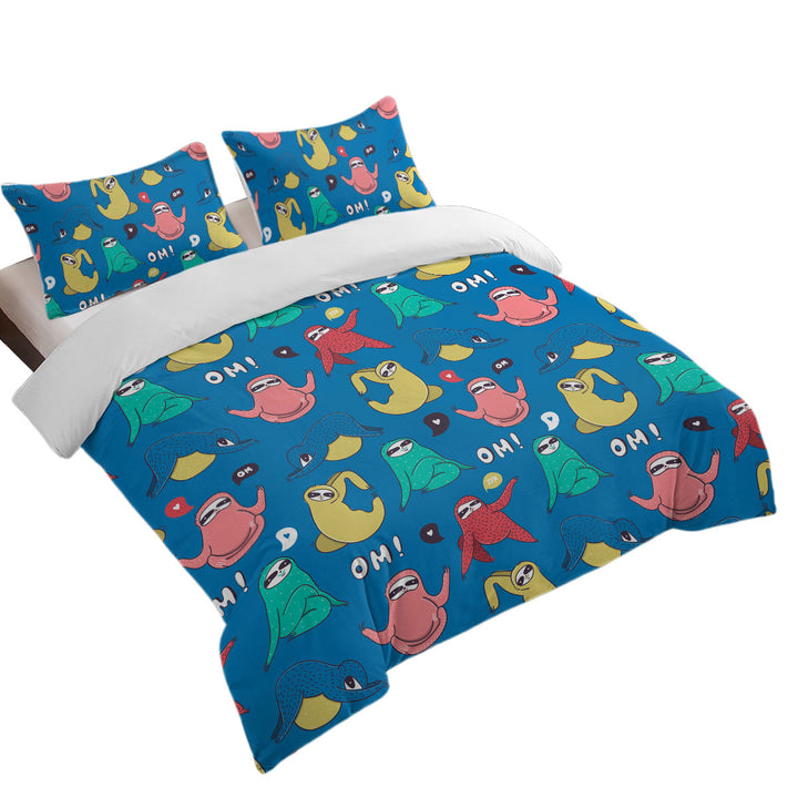 Multi Colored Funny and Cute Yoga Sloth Duvet Cover
