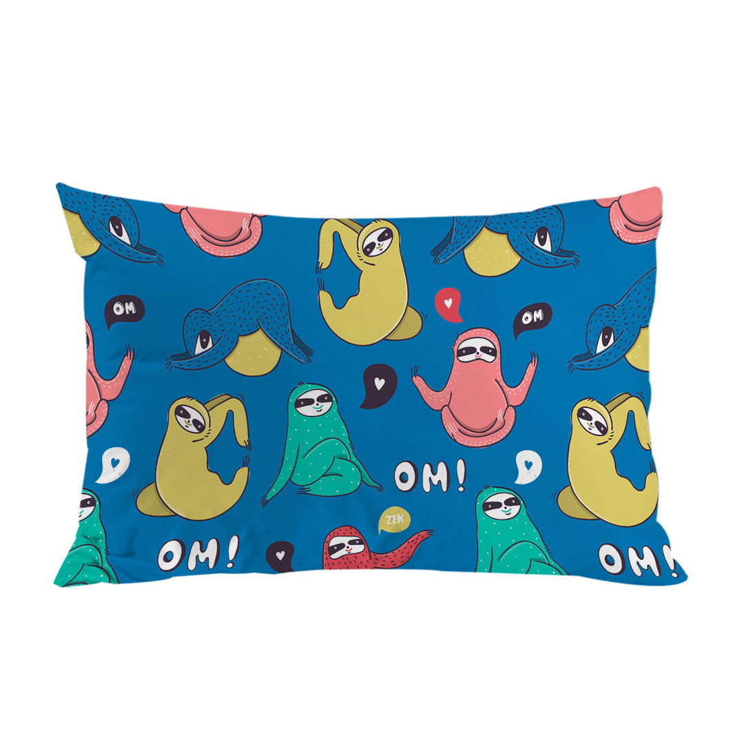 Multi Colored Funny and Cute Yoga Sloth Pillow Cases
