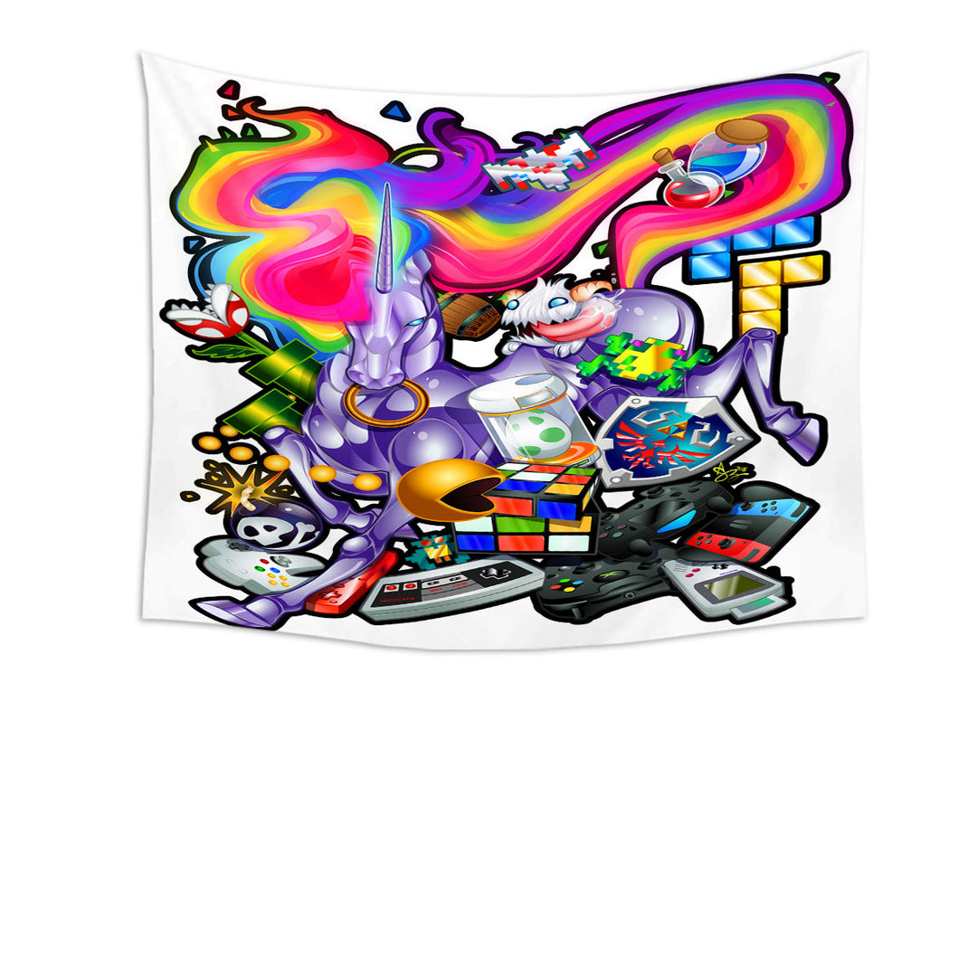 Multi Colored Gamers Design Tapestry Wall Decor