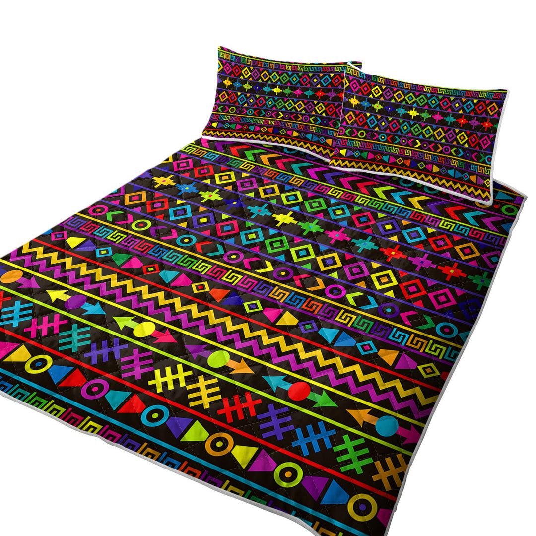 Multi Colored Geometric Pattern King Size Quilt